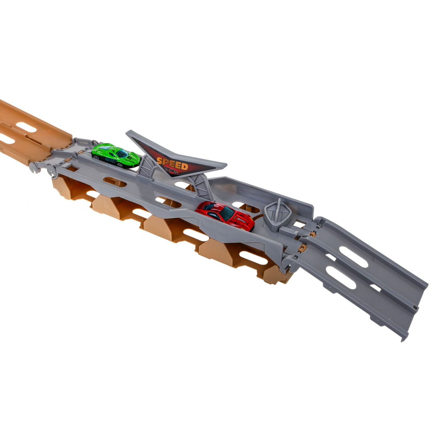 Sada 3v1 Nákladné auto s návesom + autíčka pre deti 3+ Dráha s katapultom