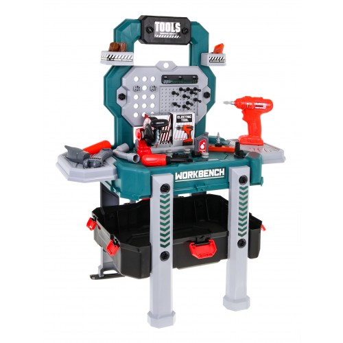 Dielňa s náradím pre deti 3+ Sada majstra 2v1 modrá Kufor + stojan