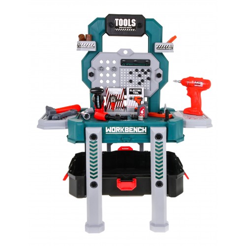 Dielňa s náradím pre deti 3+ Sada majstra 2v1 modrá Kufor + stojan
