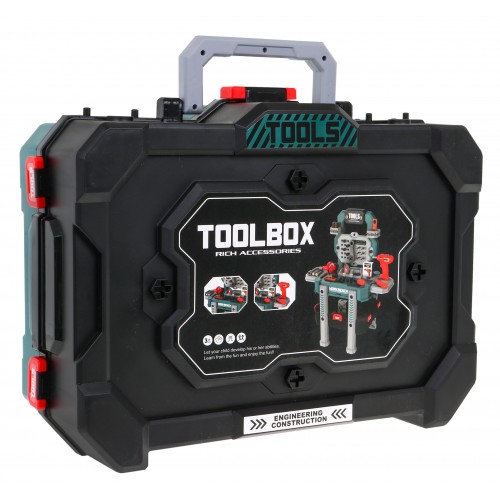 Dielňa s náradím pre deti 3+ Sada majstra 2v1 modrá Kufor + stojan