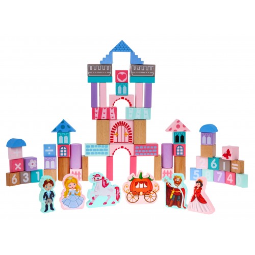 Sada drevených kociek pre dievčatá "Princezná v zámku" + triedič tvarov