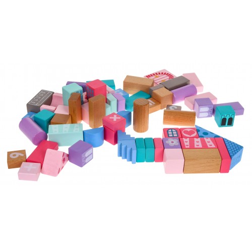 Sada drevených kociek pre dievčatá "Princezná v zámku" + triedič tvarov