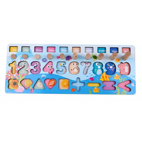 Vzdelávacie hry 4v1 z dreva pre deti "Morský svet" rybárčenie + učenie čísel + triedič