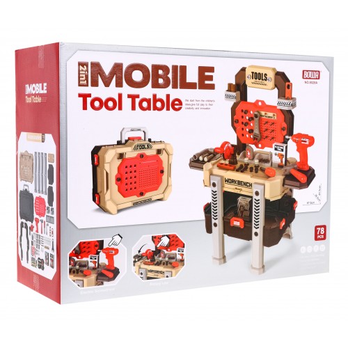 Dielňa s náradím pre deti 3+ Sada majstra 2v1 červená Kufor + stojan