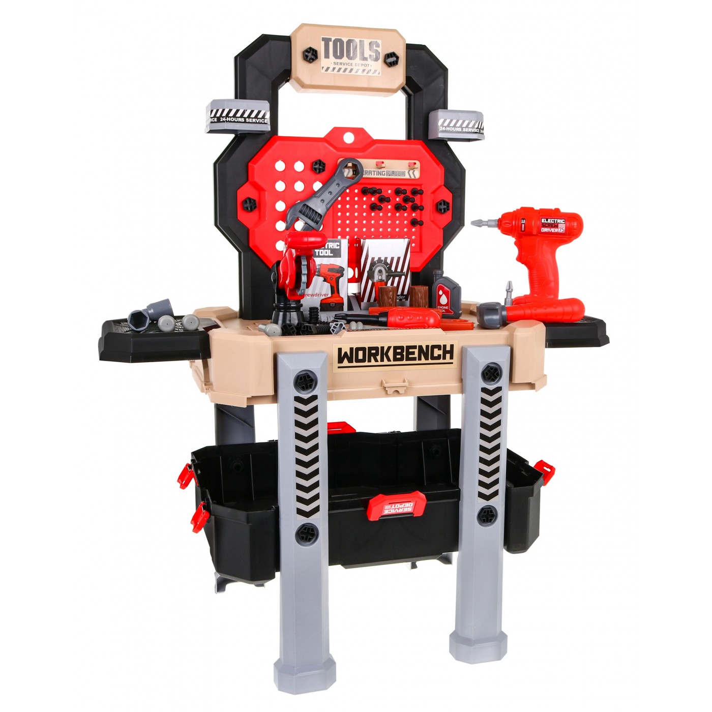 Dielňa s náradím pre deti 3+ Sada majstra 2v1 červená Kufor + stojan