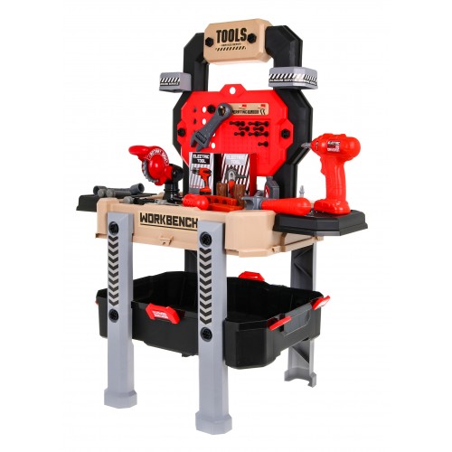 Dielňa s náradím pre deti 3+ Sada majstra 2v1 červená Kufor + stojan