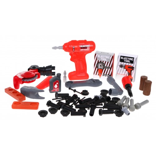 Dielňa s náradím pre deti 3+ Sada majstra 2v1 červená Kufor + stojan