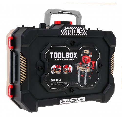 Dielňa s náradím pre deti 3+ Sada majstra 2v1 červená Kufor + stojan