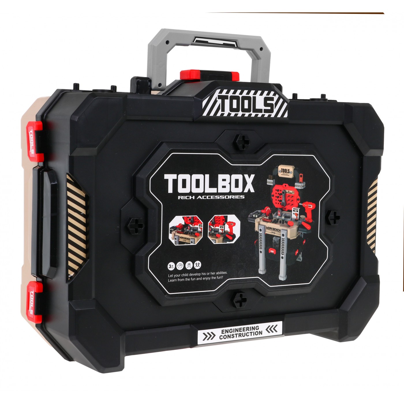 Dielňa s náradím pre deti 3+ Sada majstra 2v1 červená Kufor + stojan