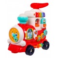 Interaktívna lokomotíva 4v1 pre deti 12m+ tlačná rukoväť+ chodítko + vozík + edukačná hračka