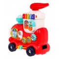Interaktívna lokomotíva 4v1 pre deti 12m+ tlačná rukoväť+ chodítko + vozík + edukačná hračka