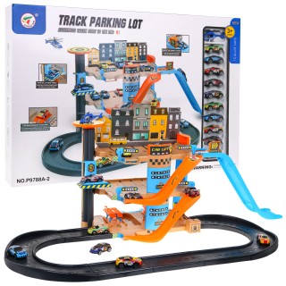 4-poschodové parkovisko s výťahom pre deti 3+ Autíčka helikoptéra + šmykľavka