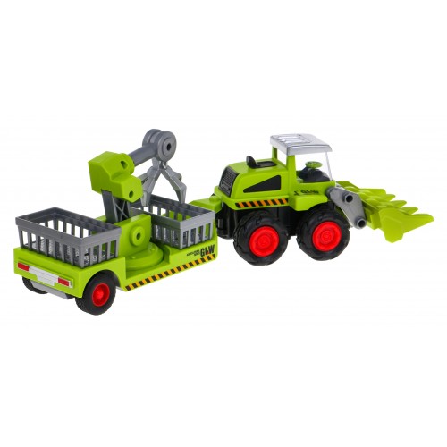 Kombajn pre deti 1:55 Stroj + Nakládací príves s žeriavom HDS chytačom