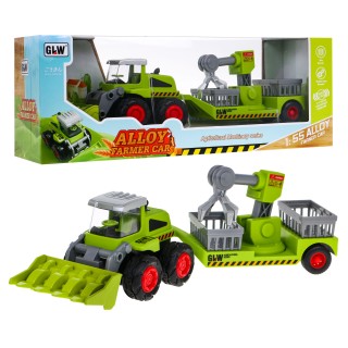 Kombajn pre deti 1:55 Stroj + Nakládací príves s žeriavom HDS chytačom