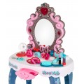 Interaktívny toaletný stolík so zrkadlom a stoličkou pre dievčatká 3+ Svieti zvuky 22 ks.