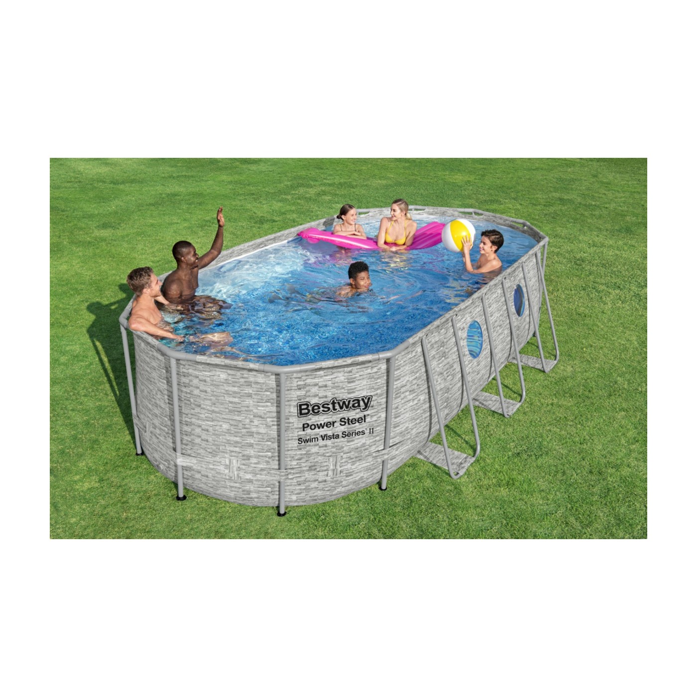 Bazén rámový Power Steel Swim Vista s oknom 549x274x122 18x9FT BESTWAY 7w1