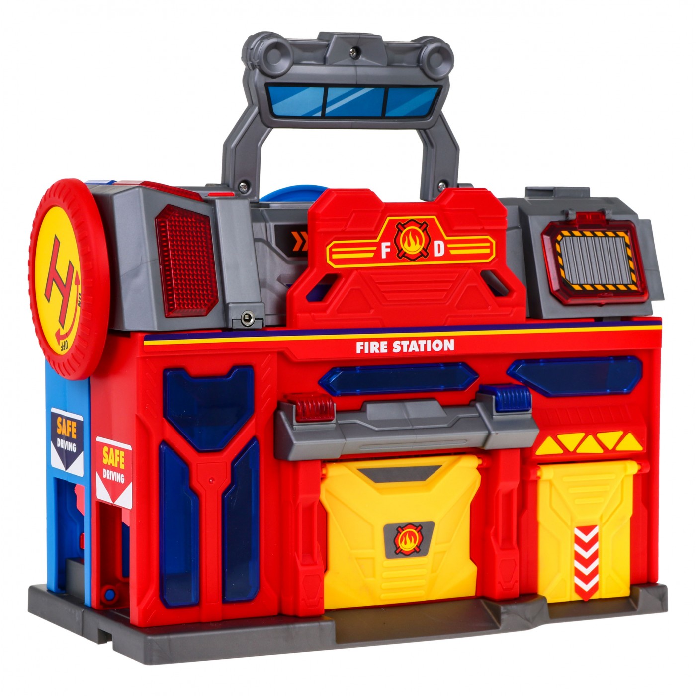 Interaktívne parkovisko 2v1 s výťahom pre deti 3+ Hasičská stanica + policajná stanica