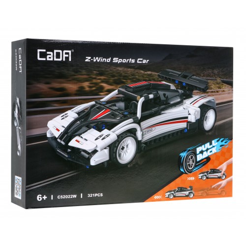 Stavebnica CaDA 380 ks. Športové auto Z-Wind s pohonom Pull-back pre deti 6+