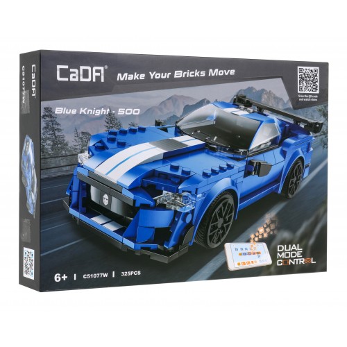 Stavebnica CaDA 325 ks. Diaľkovo ovládaný Blue Knight Pretekárske auto pre deti 6+