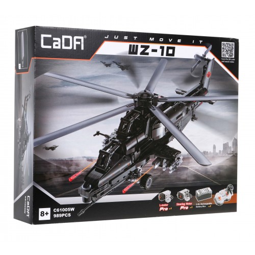 Stavebnica CaDA 989 ks. Diaľkovo ovládaná Helikoptéra WZ-10 bojový vrtuľník
