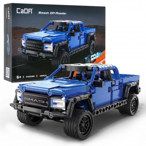Stavebnica CaDA 390 ks. Terénny pick-up s pohonom Pull-back pre deti 6+
