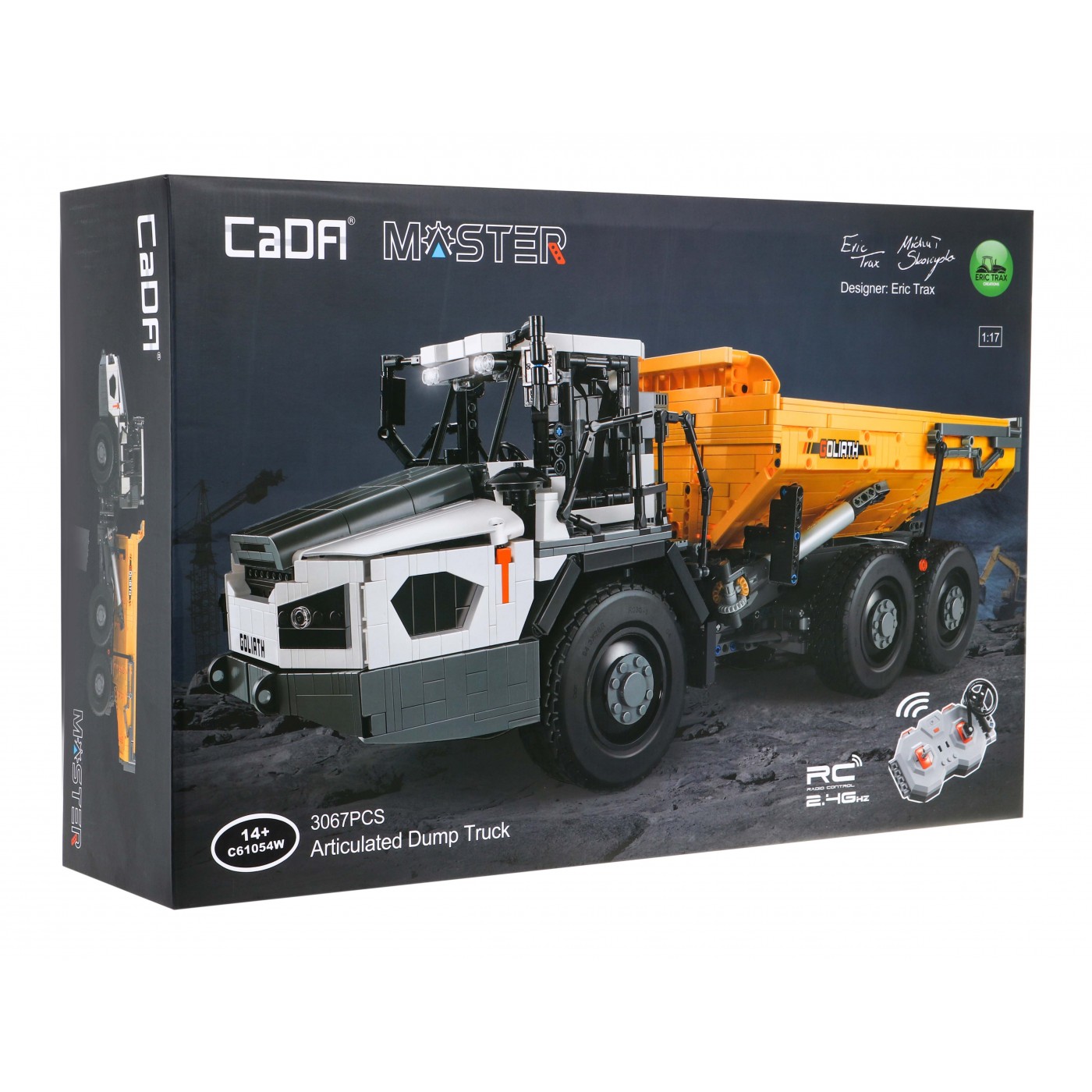 Stavebnica CaDA Master 3067 ks. Diaľkovo ovládaná vyklápačka Goliath Eric Trax