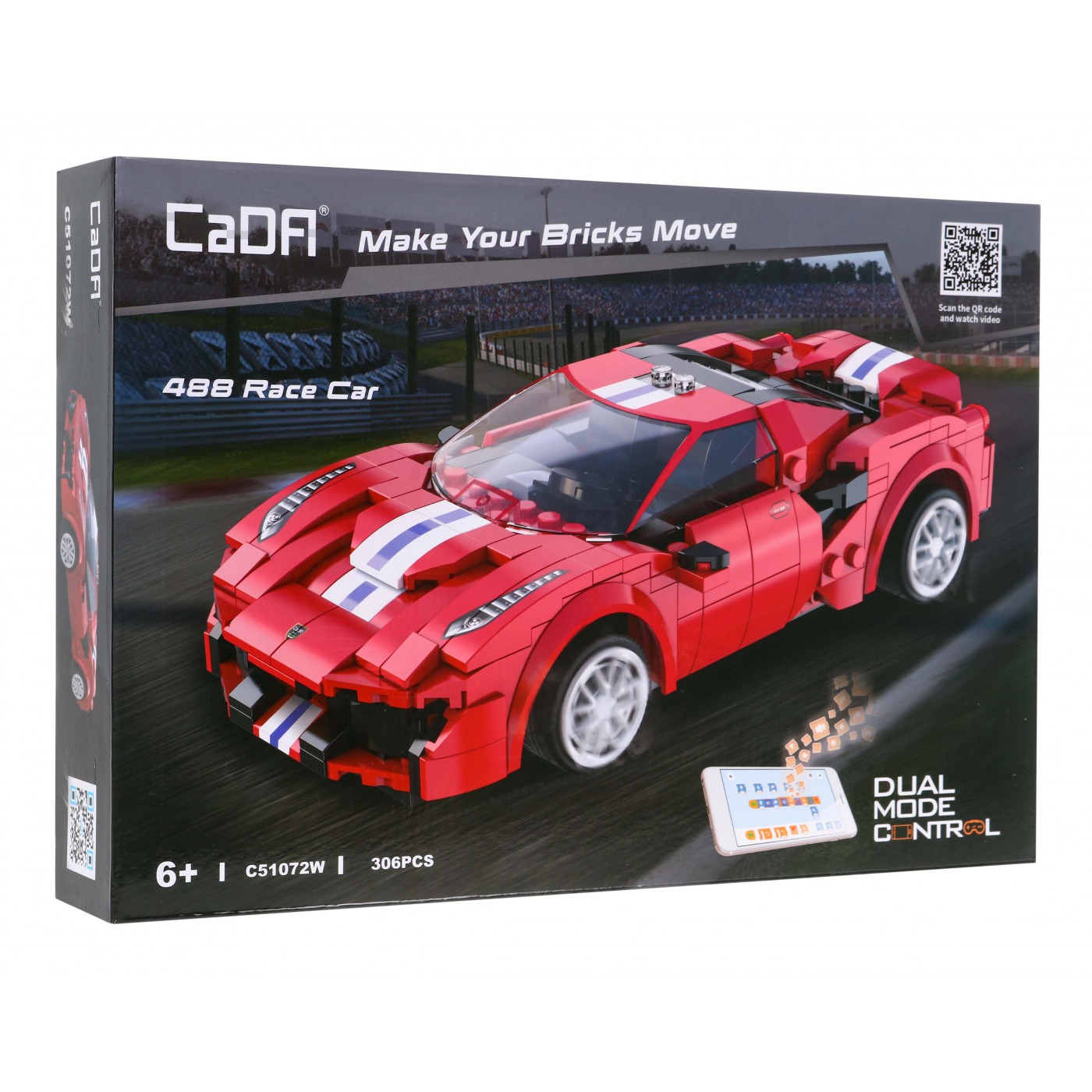 Stavebnica CaDA 306 ks. Diaľkovo ovládané 488 Race Car športové auto