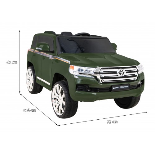 Toyota Land Cruiser na batériu Zelený + Ovládač + Úložný priestor + EVA + Pomalý štart + LED MP3