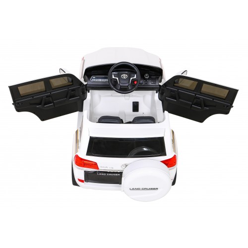 Toyota Land Cruiser na batériu Biely + Ovládač + Úložný priestor + EVA + Pomalý štart + LED MP3