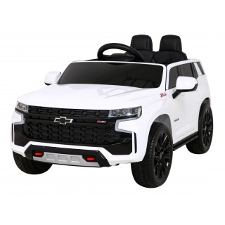 Chevrolet Tahoe Elektrické autíčko pre deti Biele + Ovládač + EVA + Rádio MP3 + LED