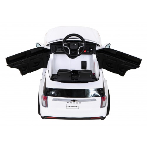 Chevrolet Tahoe Elektrické autíčko pre deti Biele + Ovládač + EVA + Rádio MP3 + LED