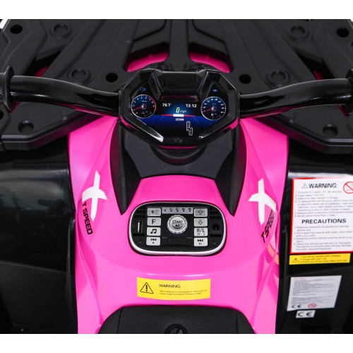 Quad XT-Speed pre deti Ružový + Pohon 4x4 + EVA + Pomalý štart + Rádio MP3 + LED