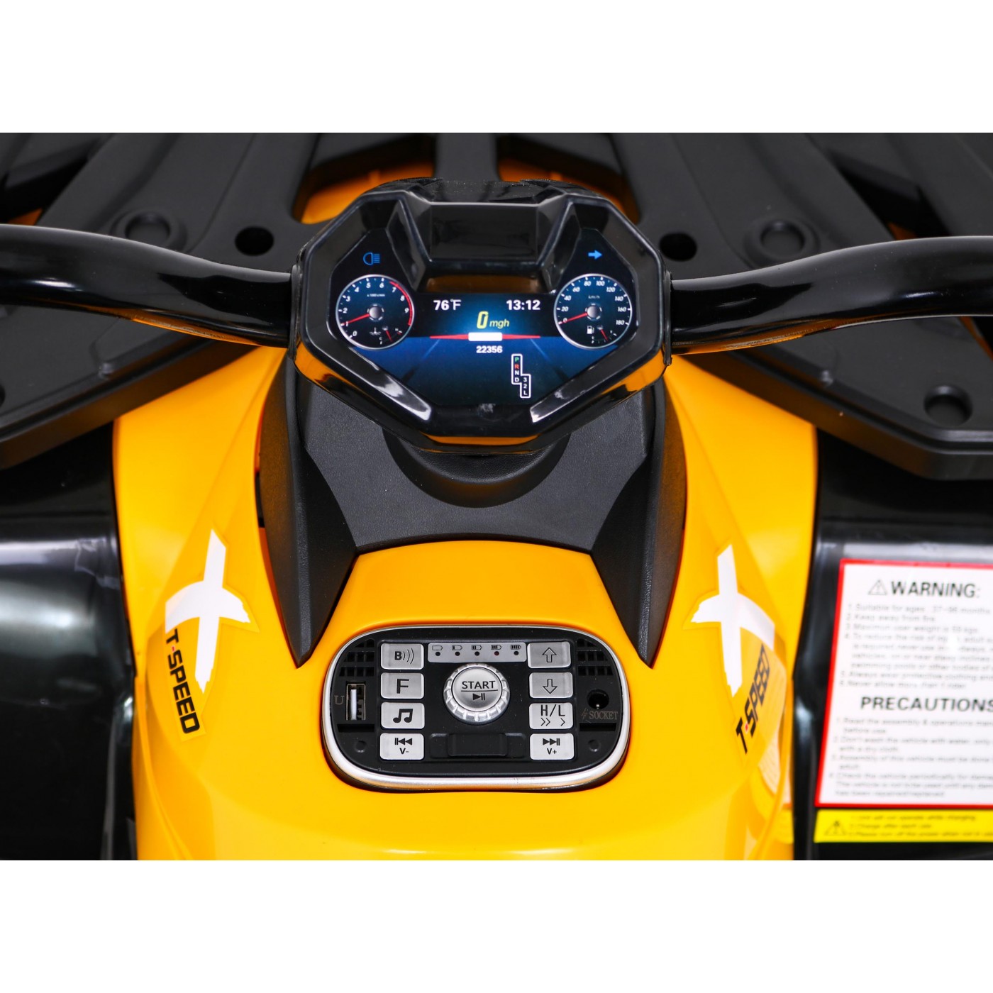 Quad XT-Speed pre deti Žltý + Pohon 4x4 + EVA + Pomalý štart + Rádio MP3 + LED