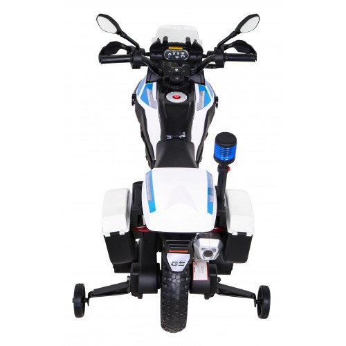 Policajná motorka BMW F850 GS na batériu pre deti + Pomocné kolieska + Sirena + Svetlá + 2 kufre + Pomalý štart