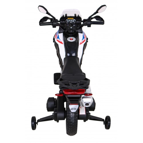 Motorka BMW F850 GS na batériu pre deti Biely + Pomocné kolieska + Audio LED + Pomalý štart + EVA