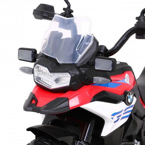 Motorka BMW F850 GS na batériu pre deti Červený + Pomocné kolieska + Audio LED + Pomalý štart + EVA