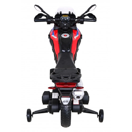 Motorka BMW F850 GS na batériu pre deti Červený + Pomocné kolieska + Audio LED + Pomalý štart + EVA
