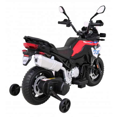 Motorka BMW F850 GS na batériu pre deti Červený + Pomocné kolieska + Audio LED + Pomalý štart + EVA