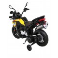 Motor BMW F850 GS na batériu pre deti Žltý + Pomocné kolieska + Audio LED + Pomalý štart + EVA