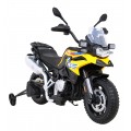 Motor BMW F850 GS na batériu pre deti Žltý + Pomocné kolieska + Audio LED + Pomalý štart + EVA