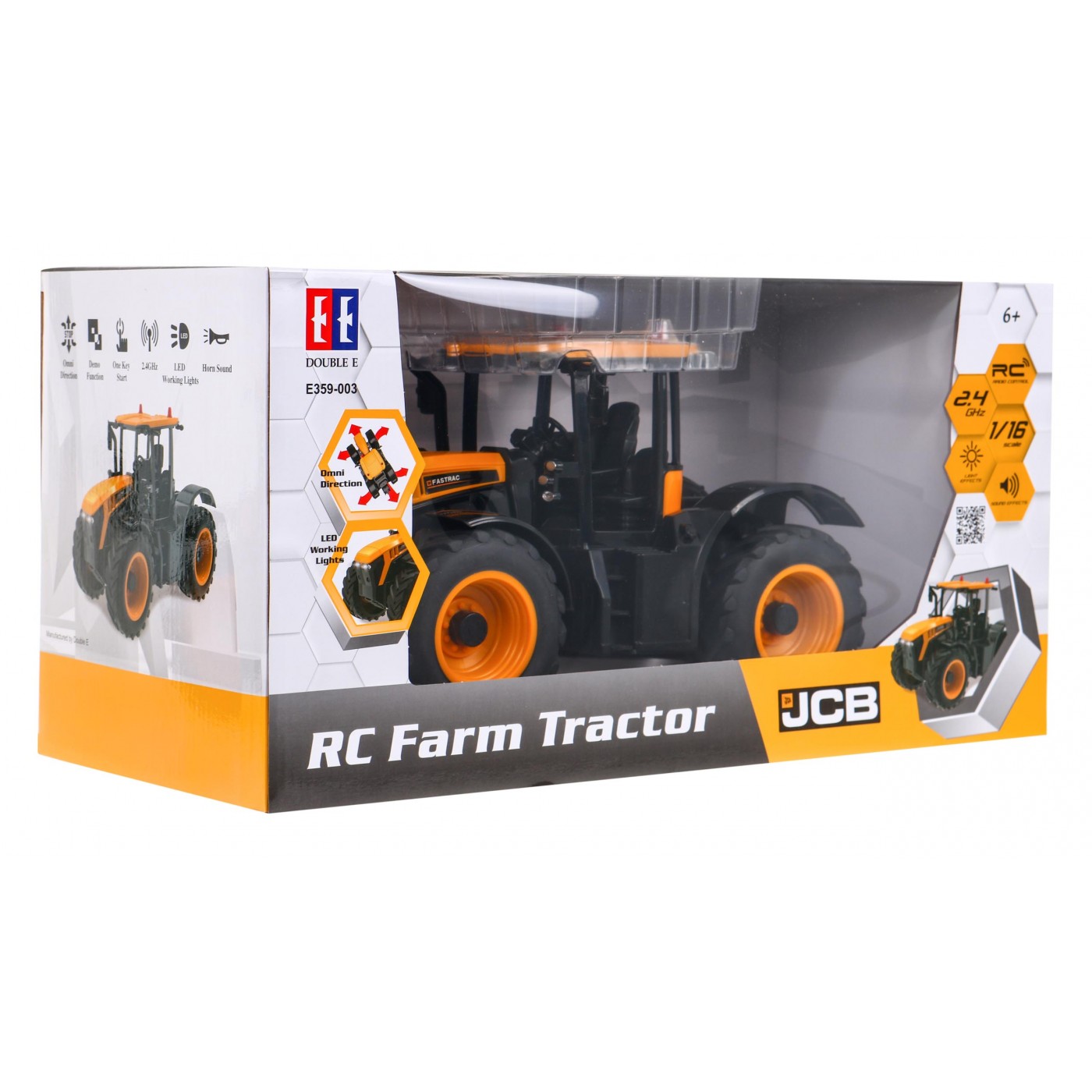 Diaľkovo ovládaný traktor JCB Fastrac 4220 pre deti 6+ Interaktívny model Double E 1:16