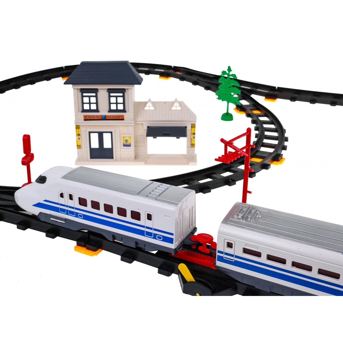 Veľký vláčik s koľajnicami pre deti 3+ Vlak s vagónom + Slučka + Príslušenstvo 56 ks.