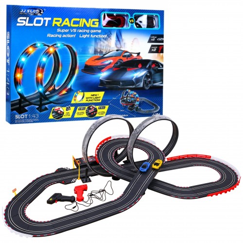 6-metrová pretekárska dráha pre deti 3-8 rokov + Svietiace slučky 360 + 2 autíčka + Počítadlo okruhov