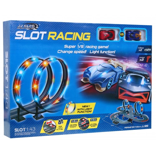 7-metrová pretekárska dráha pre deti 3-8 + Funkcia zmeny rýchlosti + 2 autíčka + Svieti