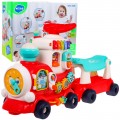 Interaktívna lokomotíva 4v1 pre deti 12m+ tlačná rukoväť+ chodítko + vozík + edukačná hračka