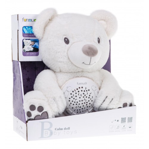 Medveď upokojujúci 3v1 Projektor Hudobná skrinka Plyšová hračka pre bábätká Senzorická hračka