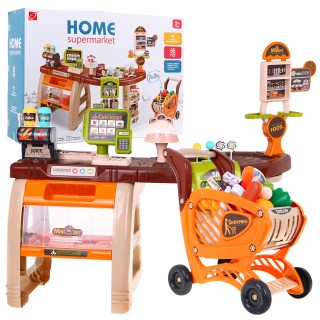 Veľký Supermarket pre deti 3+ Interaktívna sada 65 ks. + Pokladňa + Skener + Vozík + Príslušenstvo