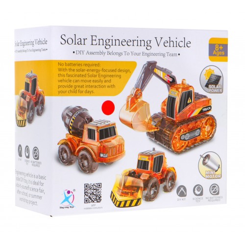 Edukačná sada solárnych stavebných vozidiel 3v1 pre deti Bager Betónovač Buldozér