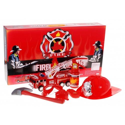 Hasičská sada pre deti 3+ Komplet 7 ks. + Hasičské auto + Prilba + Hasičský prístroj + Maska