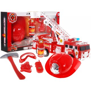 Hasičská sada pre deti 3+ Komplet 7 ks. + Hasičské auto + Prilba + Hasičský prístroj + Maska